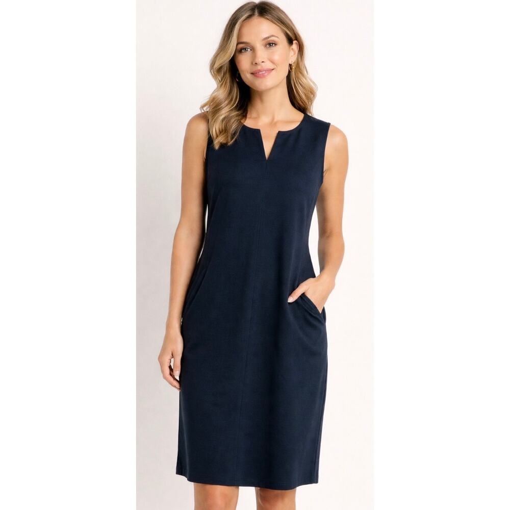 Eileen Fisher Dress Size Extra Small BlackβKneeβ Length Easy Fit Front Zip